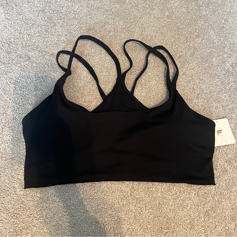 NWT Fabletics Principal Low Impact Black Strappy Sports Bra
